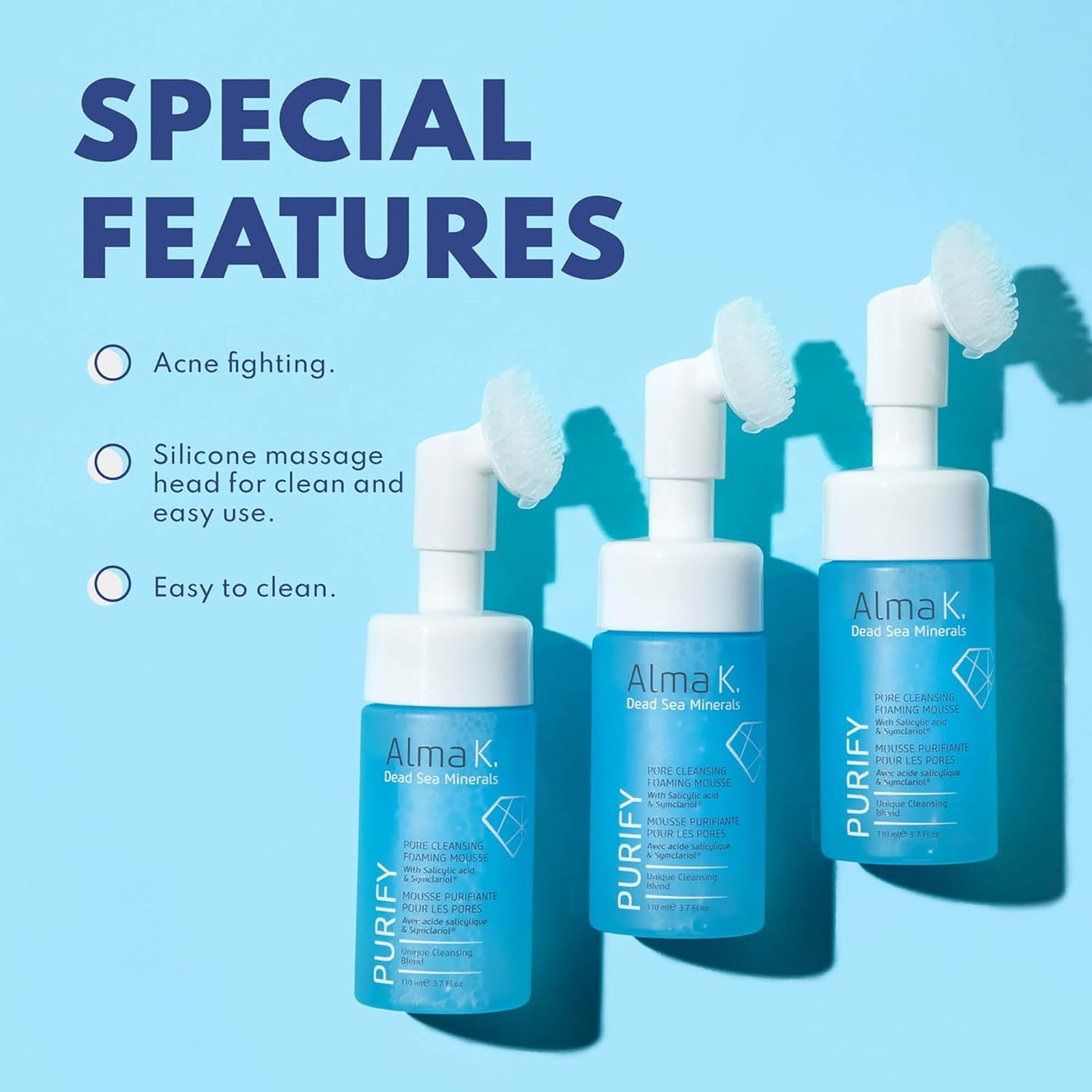 Alma K Pore Cleansing Foaming Mousse - Gentle Face Cleanser for Women - Hydrating Facial Cleanser with Salicylic Acid - Face Wash for Women - 3.7 Fl oz