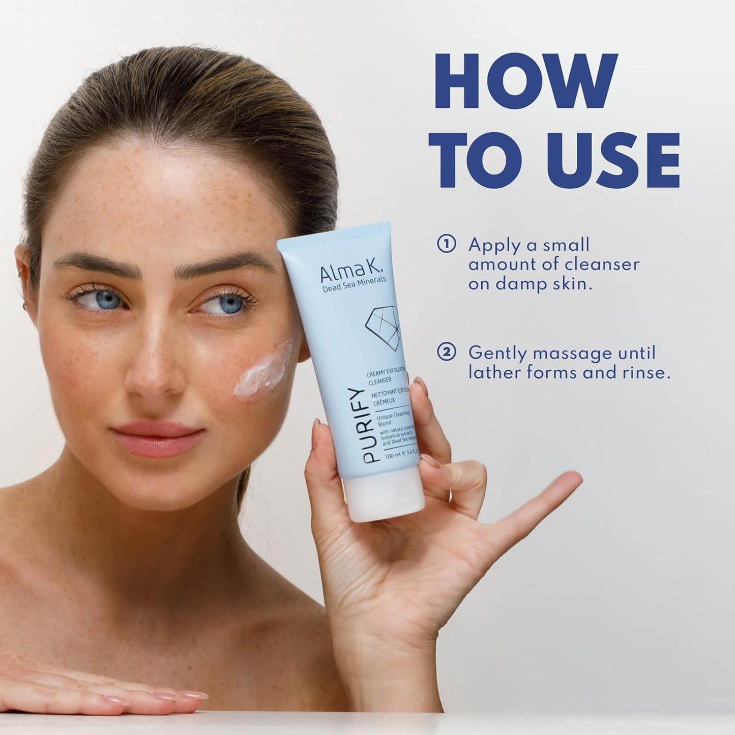 Alma K Creamy Exfoliating Cleanser - Face Wash for Women - Hydrating Facial with Salicylic Acid - Gentle Face Cleanser for Women - 3.4 oz