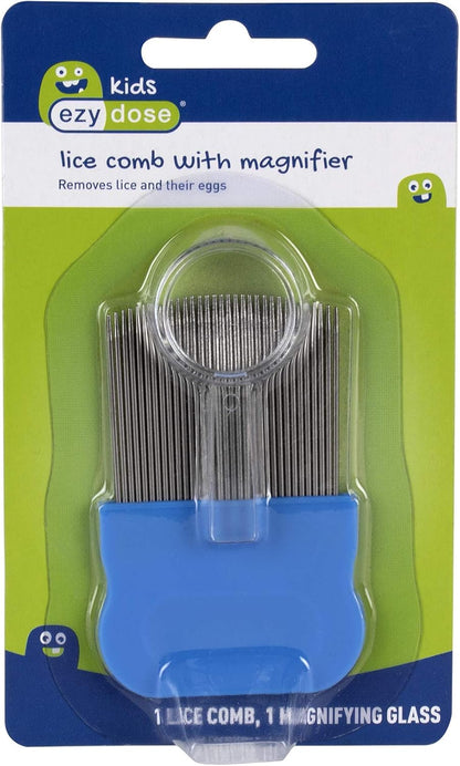 Ezy Dose Kids 虱子和虱卵梳子，婴儿、幼儿、成人护发，不锈钢针齿