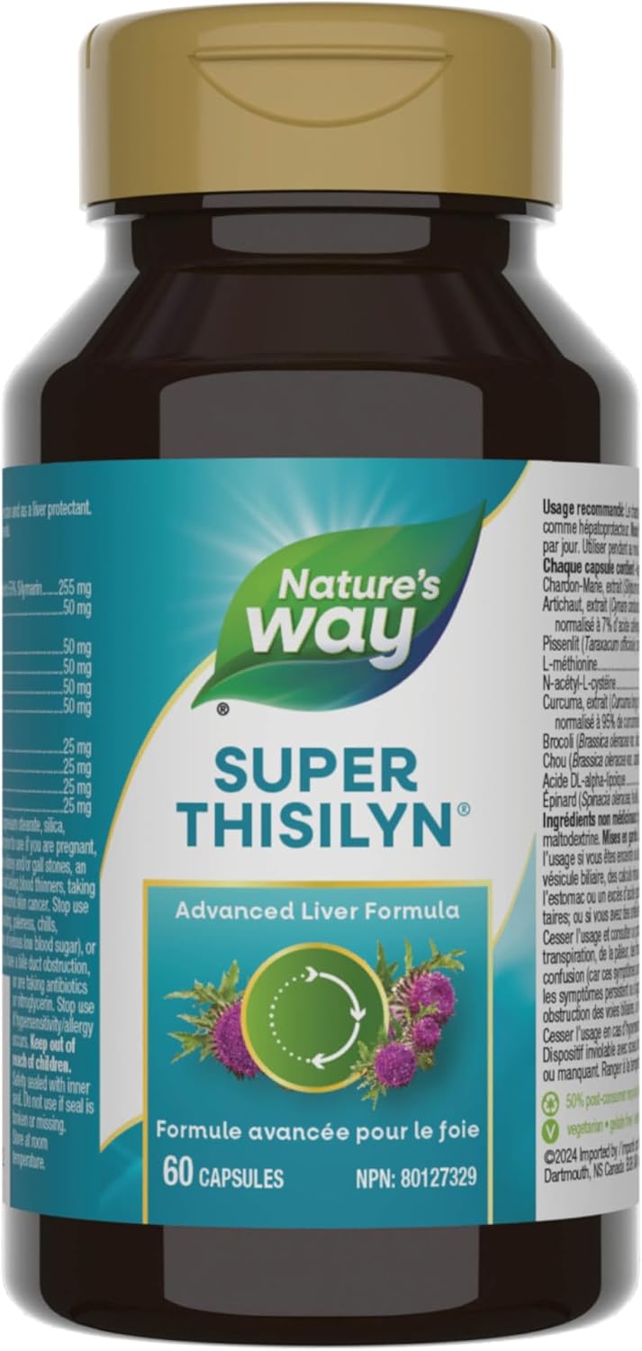 Nature's Way Super Thisilyn 健康补充剂 – 奶蓟提取物，支持肝功能 – 抗氧化剂来源 – 60 粒素食胶囊