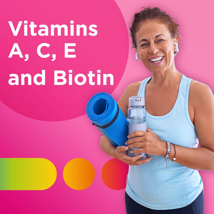 Centrum MultiGummies，多種+美容多種維生素軟糖，適用於男性和女性的頭髮、皮膚和指甲維生素，櫻桃、漿果和橙子口味，90 粒軟糖（包裝可能有所不同）