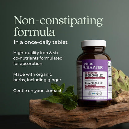 New Chapter 發酵鐵補充劑 - 鐵食品複合物，含機非基因改造成分 - 60 粒