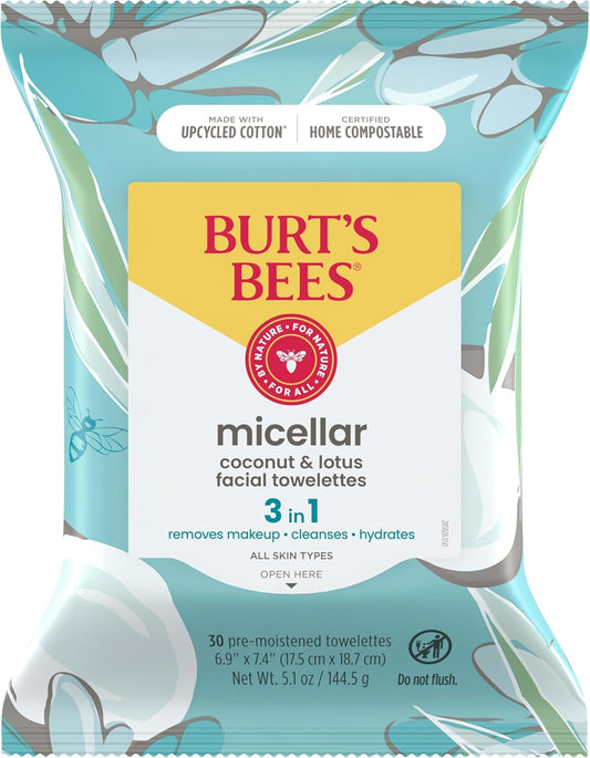 Burt's Bees Micellar Cleansing Towelettes By Burts Bees for Unisex - 30 Pc Towelettes, 30 Count
