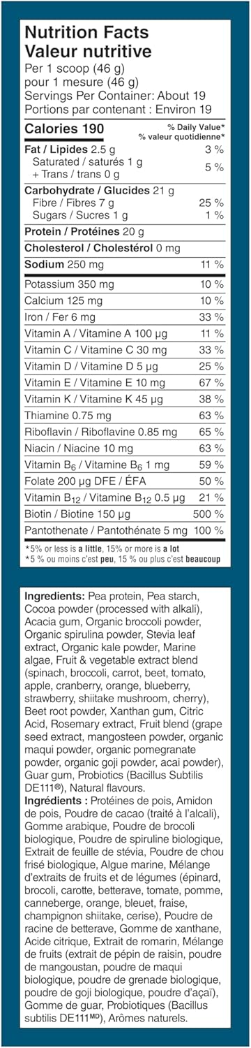 Vega All in One Nutrition - 20g Plant-Based Pea Protein, Chocolate, 19 Servings, Vitamins A & C, Probiotics, Greens, Vegan, Keto, Gluten Free, 876g (Packaging May Vary)