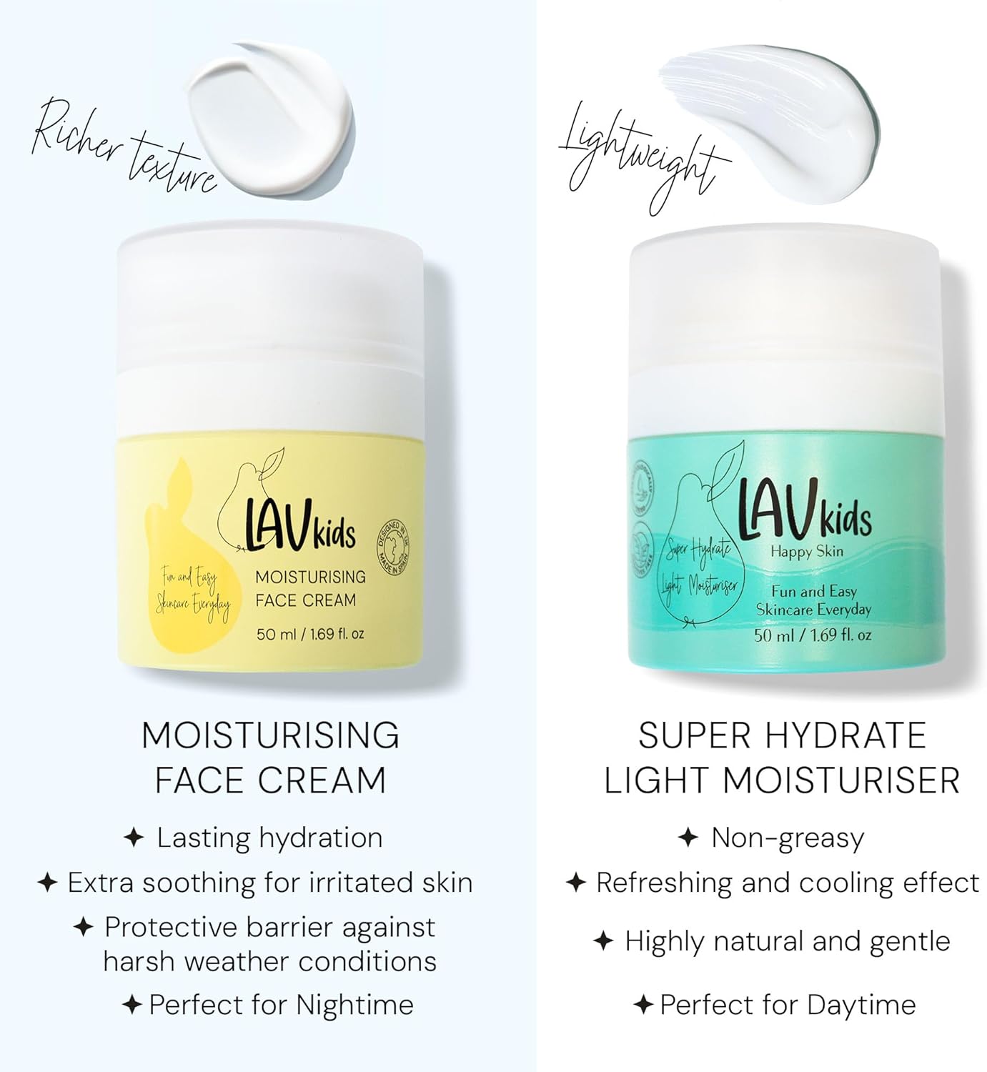 Lav Kids Organic Face Cream, Natural Skincare for Children, Plant-Based Ingredients