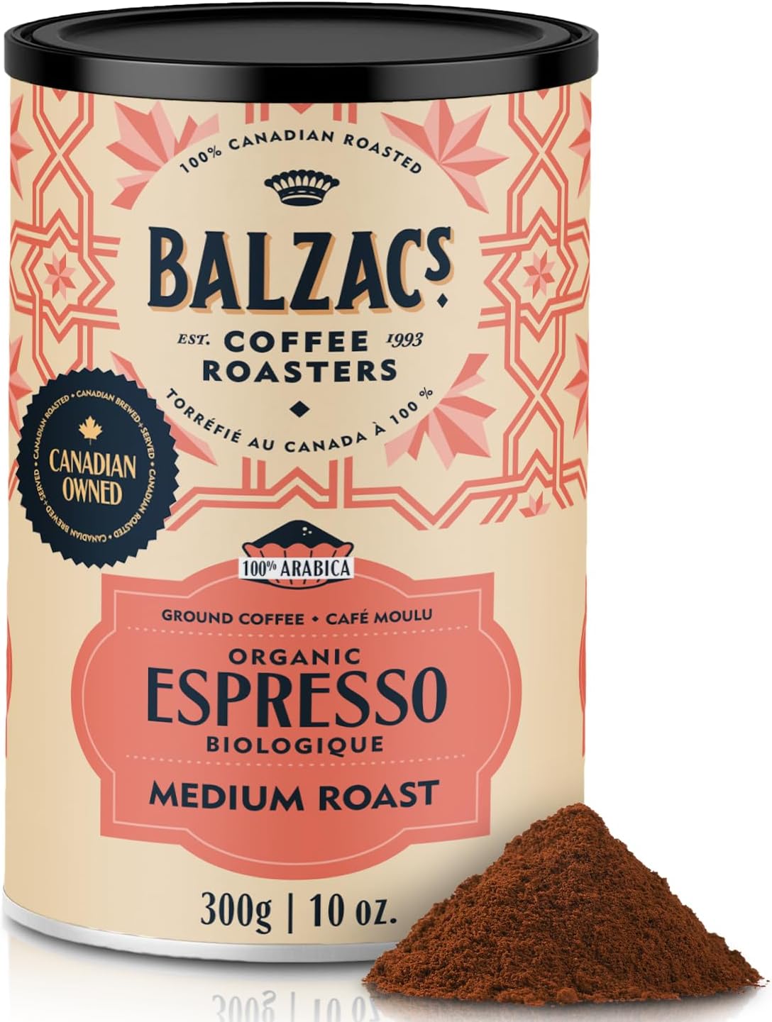 巴尔扎克咖啡烘焙商 - 浓缩咖啡混合物 | 公平贸易有机 | 研磨（细磨）100% 阿拉比卡全豆咖啡 | 滴滤式 | 中度烘焙 | 天鹅绒般顺滑 | 300 克/10 盎司。