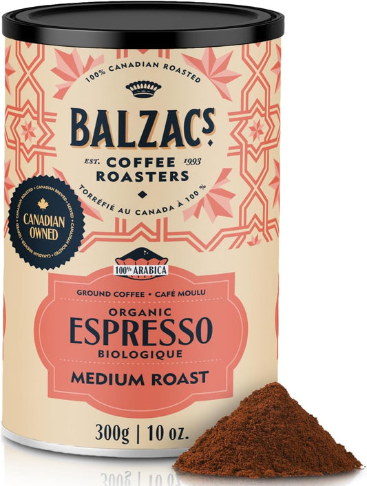巴尔扎克咖啡烘焙商 - 浓缩咖啡混合物 | 公平贸易有机 | 研磨（细磨）100% 阿拉比卡全豆咖啡 | 滴滤式 | 中度烘焙 | 天鹅绒般顺滑 | 300 克/10 盎司。