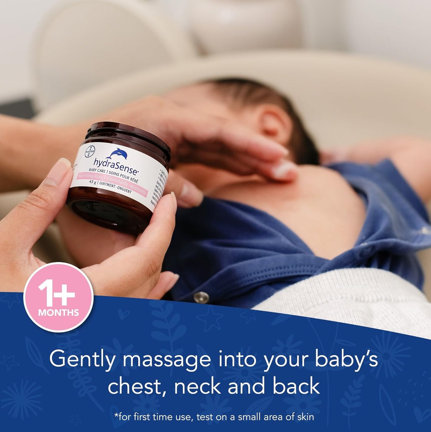 hydraSense 婴儿护理舒缓膏 – 温和舒缓，舒适肌肤，不含凡士林，无刺激性，采用天然成分桉树、薰衣草和洋甘菊制成，经儿科医生测试（2x43 克）