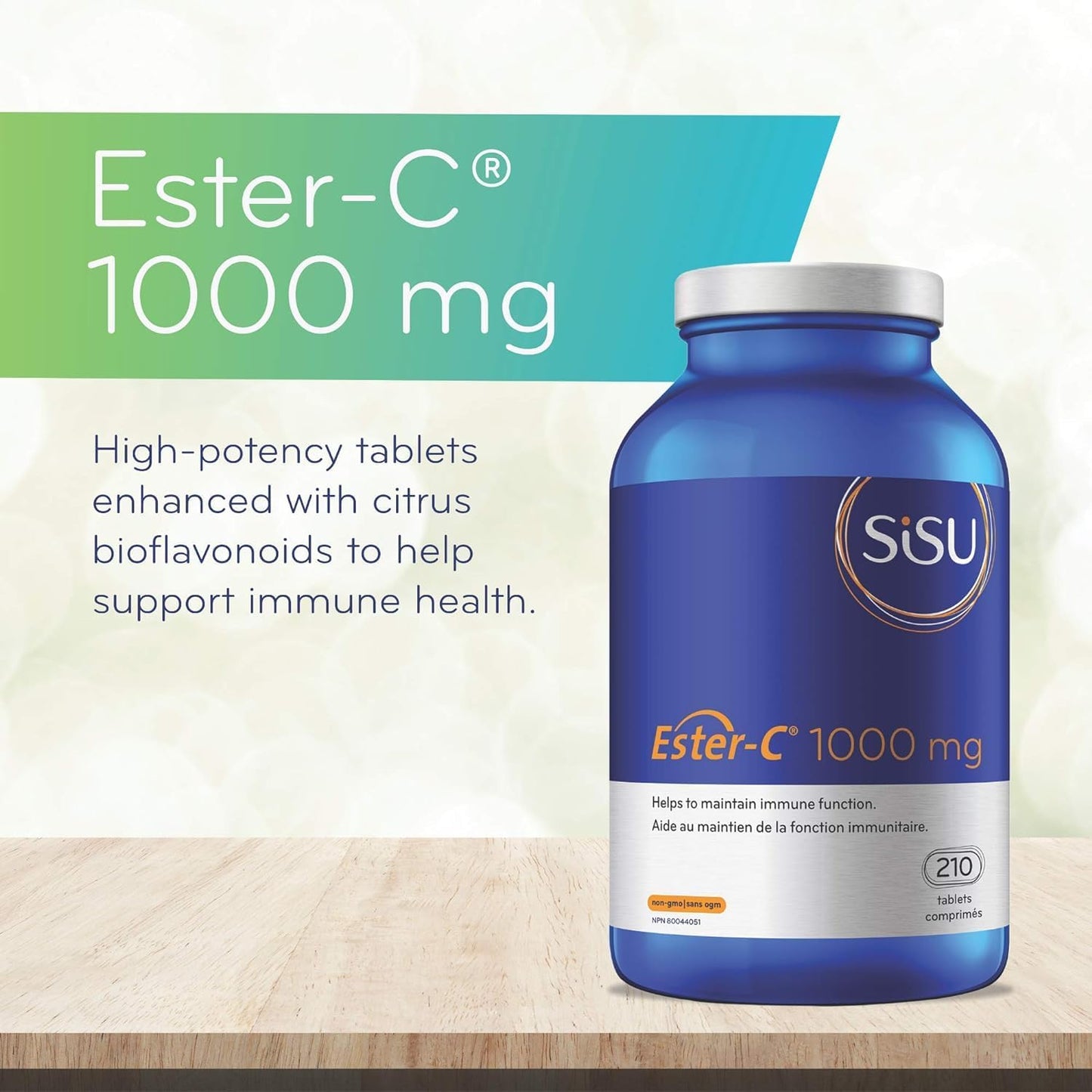 Sisu Ester-C 1000mg 片剂，24 小时免疫支持，酸性较低，比其他形式的维生素 C 更易吸收和保留，210 T，纯素，非转基因，无麸质，无乳制品，无大豆