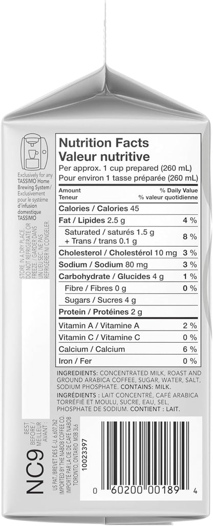 Tassimo Nabob 拿铁咖啡单份 T 盘，8 片装