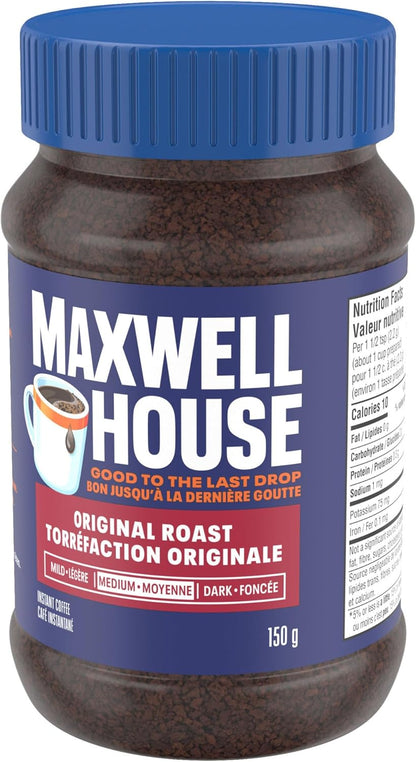 Maxwell House Original Roast Instant Coffee, 150 g Jar