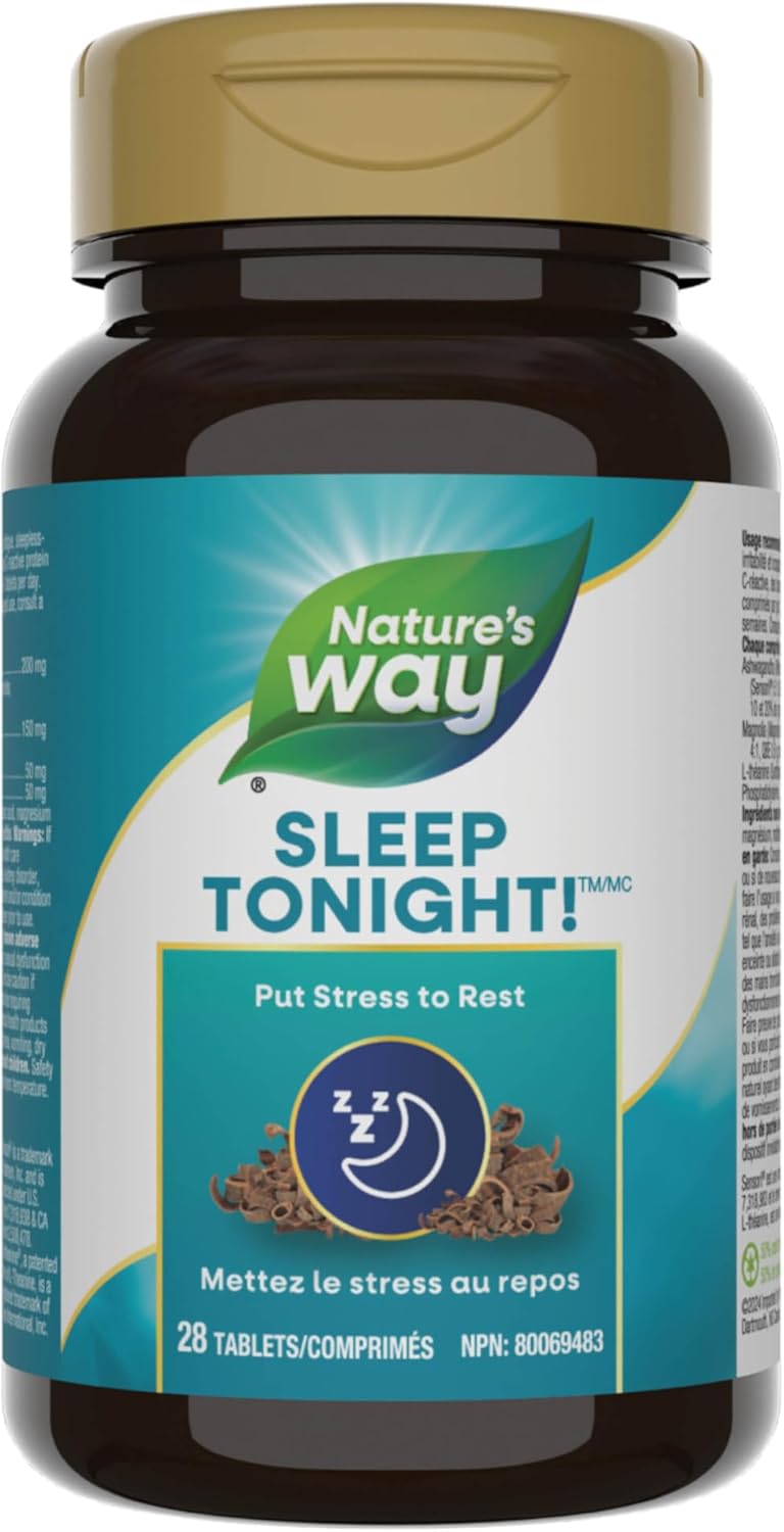 Nature's Way Sleep Tonight Stress Relief Formula – Reduce Stress Symptoms Like Fatigue, Sleeplessness, Inability to Concentrate- Helps Lower Cortisol, C-Reactive Protein Levels – 28 Vegetarian Tablets