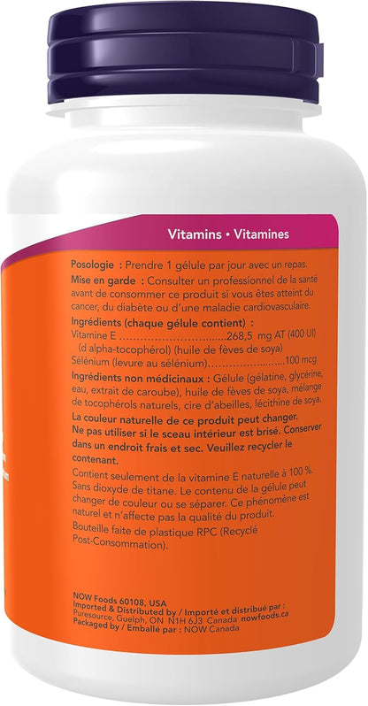 NOW Supplements, Vitamin E-400 IU, Mixed Tocopherols, Antioxidant Protection*, 100 Softgels