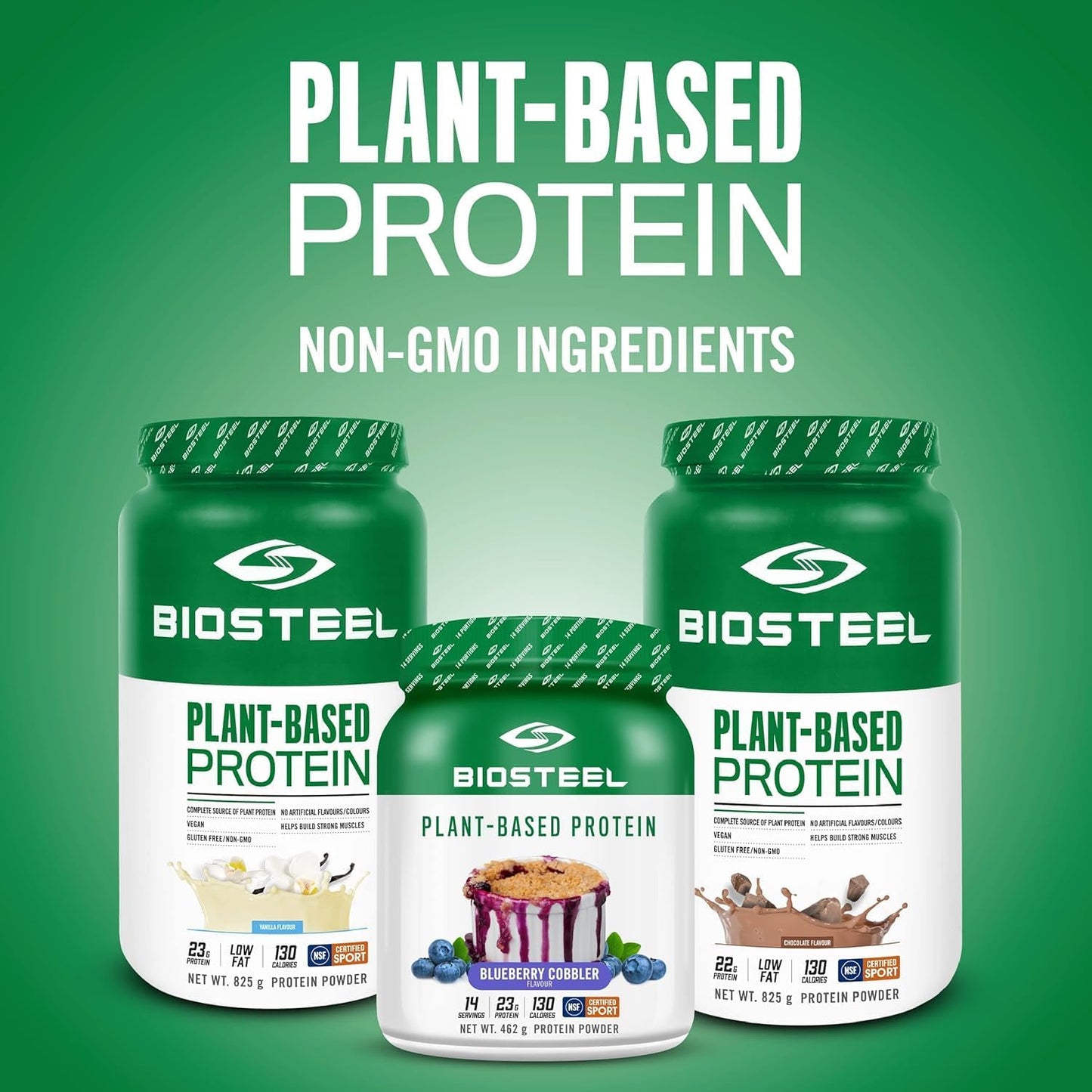 BioSteel 植物蛋白粉，巧克力味，25 份，纯素蛋白奶昔粉，含 22 克完整蛋白质，不含乳制品，无糖