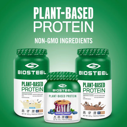 BioSteel 植物蛋白粉，巧克力味，25 份，纯素蛋白奶昔粉，含 22 克完整蛋白质，不含乳制品，无糖