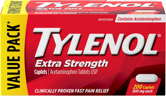 泰諾強效膠囊，超值裝，緩解疼痛、緩解頭痛、退燒，500 毫克對乙醯氨基酚，200 粒膠囊
