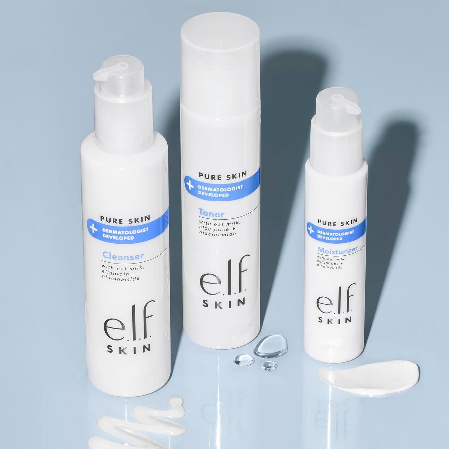 e.l.f. Cosmetics 純淨肌膚潔面乳，不起泡，質地柔滑，日常溫和潔面，去除污垢、油脂和雜質，不刺激，6 盎司，透明