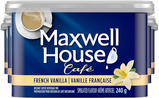 麦斯威尔咖啡法式香草味速溶咖啡饮料粉，8 支装，240 克罐装