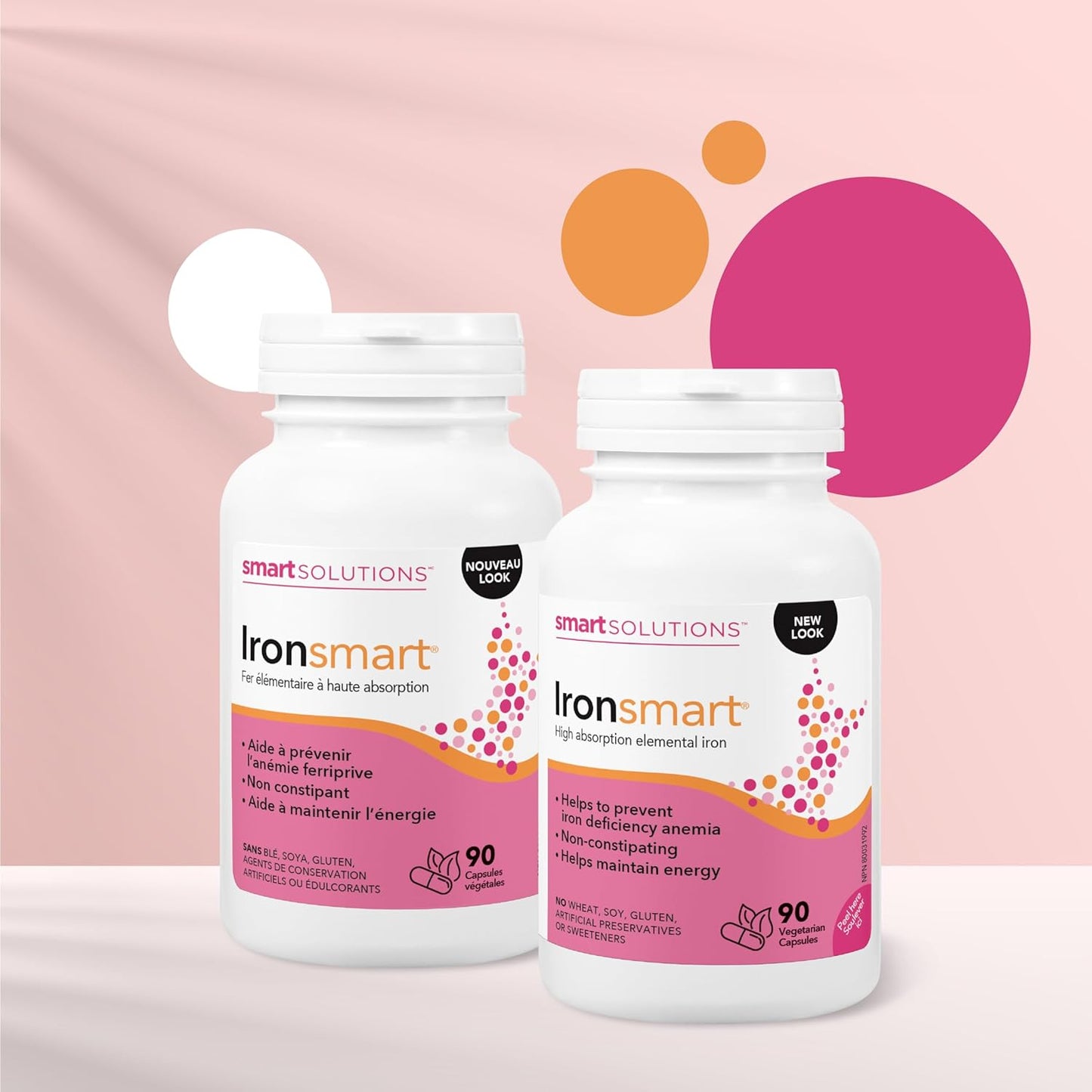 Smart Solutions Ironsmart 素食膠囊，有助於預防缺鐵性貧血，並保持活力。高吸收率元素鐵，不引起便秘，無麩質，90粒裝。