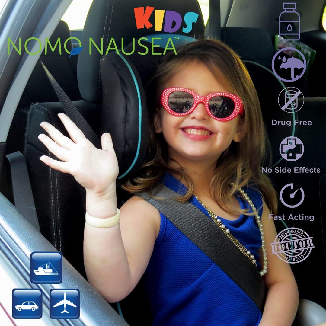 NOMO 兒童暈車手環 暈車腕帶 兒童 | 暈車手環 薄荷味 & 指壓暈車腕帶 | 30 秒緩解噁心 | 超小號 | 棕褐色 | 2 件裝