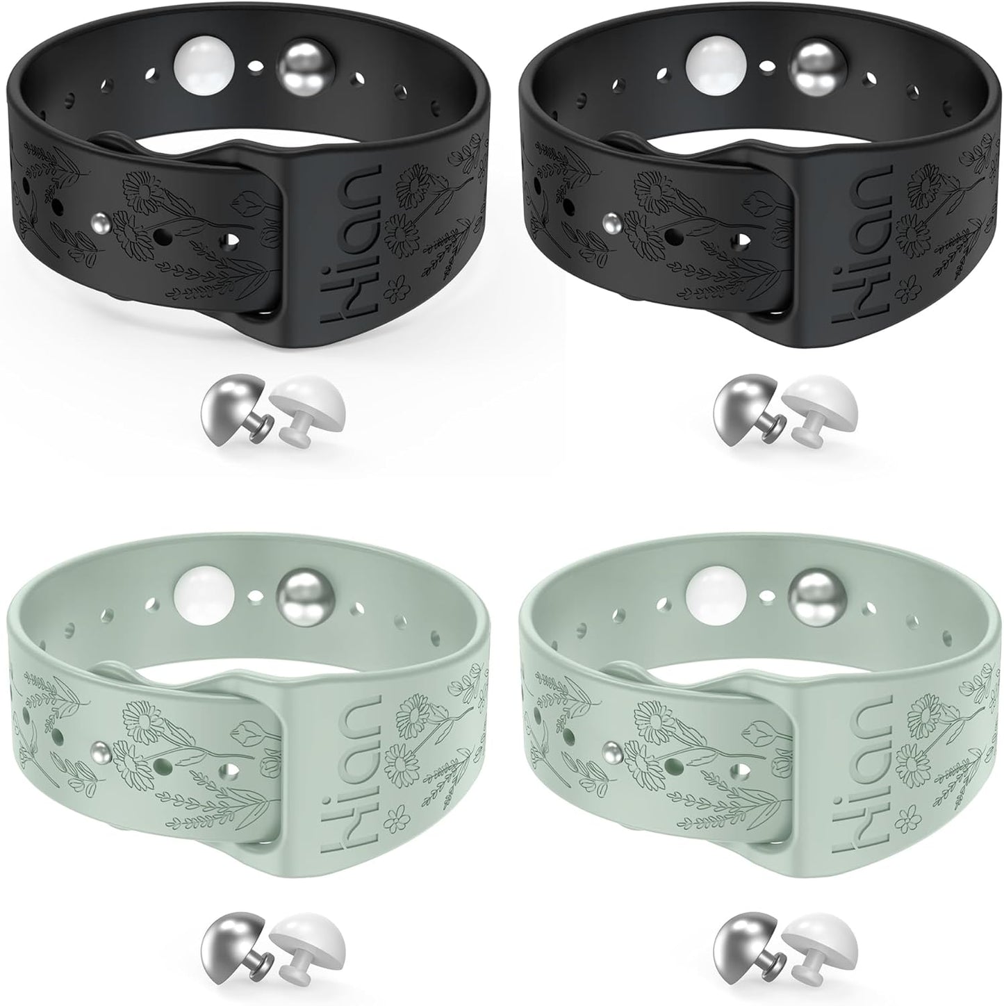 晕车腕带 防恶心指压腕带 晕船腕带 恶心腕带（2对-黑色+绿柱石）-雏菊