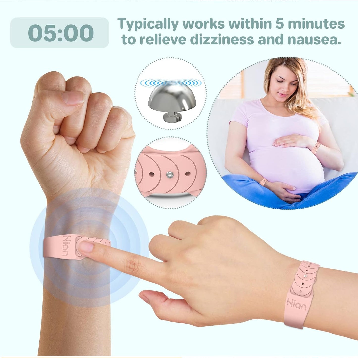 Motion Sickness Bands/Adjustable Acupressure Wristbands/Relief Waterproof Band For Nausea Morning Sickness,Motion Sickness Sea Flying Travel（1Pair Black）