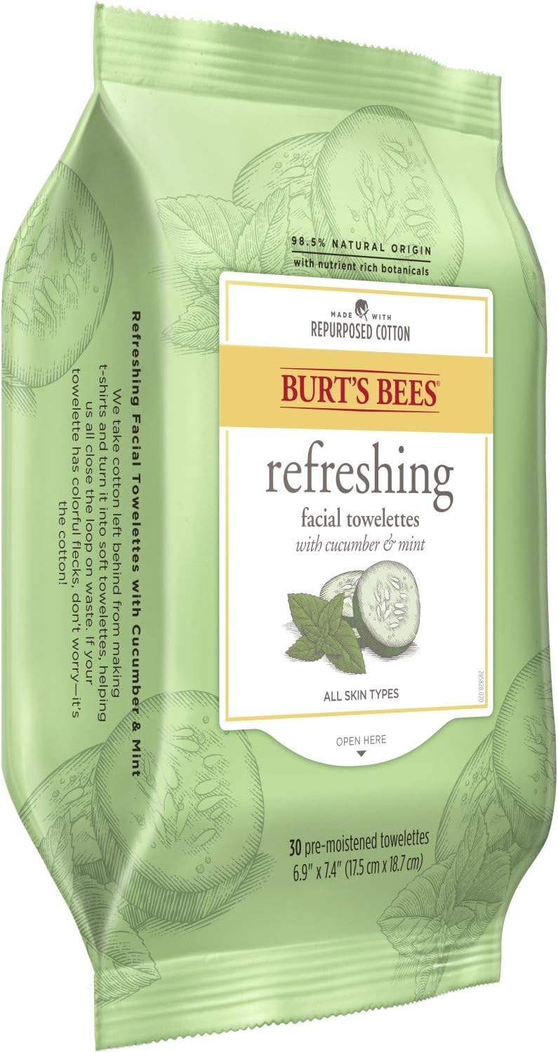 Facial Cleansing Towelettes - Cucumber and Mint by Burts Bees for Unisex - 30 Count Towelettes