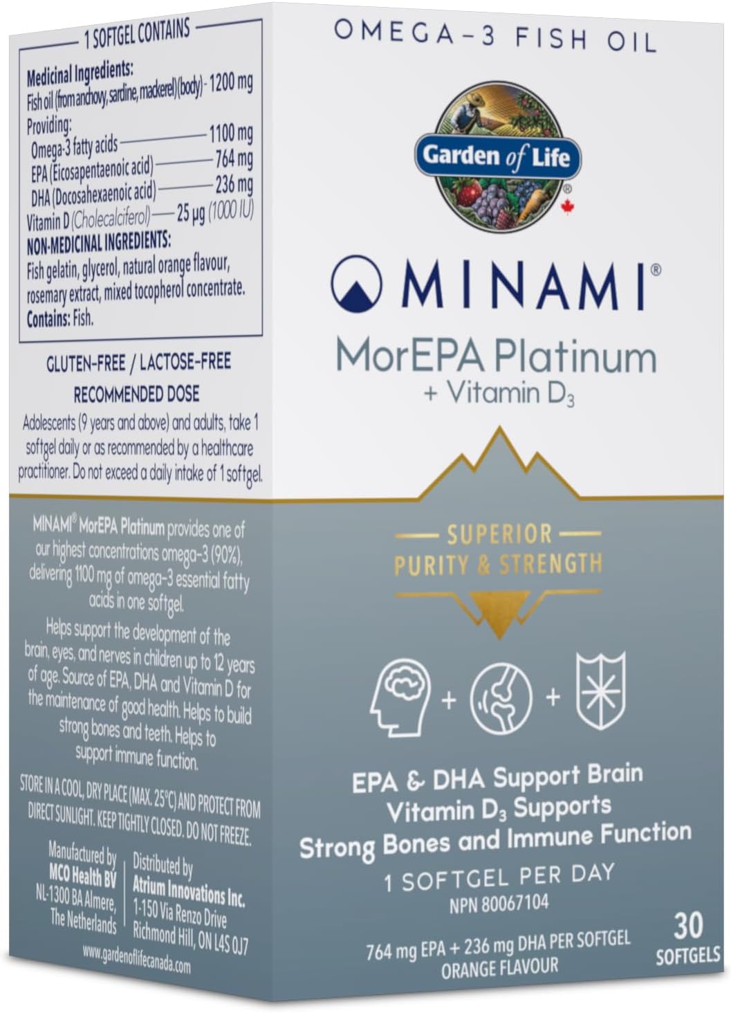 Minami MorEpa Platinum Omega-3 1100mg Softgels, 30 Count, Orange