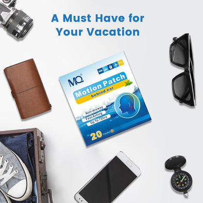 MQ 20片晕车贴，中等颜色，防水晕船贴，邮轮旅行必备，快速起效，持久72小时