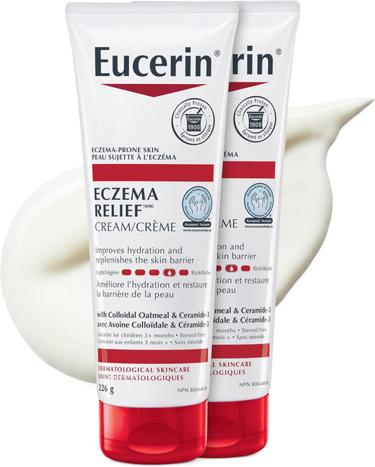 优色林湿疹舒缓保湿身体乳霜双包装，适用于易患湿疹的皮肤 | 面部和身体乳霜，2x226克 | 湿疹乳霜 | 适用于婴儿和儿童 | 不含类固醇 | 无香精乳霜 | 胶体燕麦乳霜 | 神经酰胺乳霜 | 皮肤科医生推荐品牌 | 加拿大湿疹协会认可