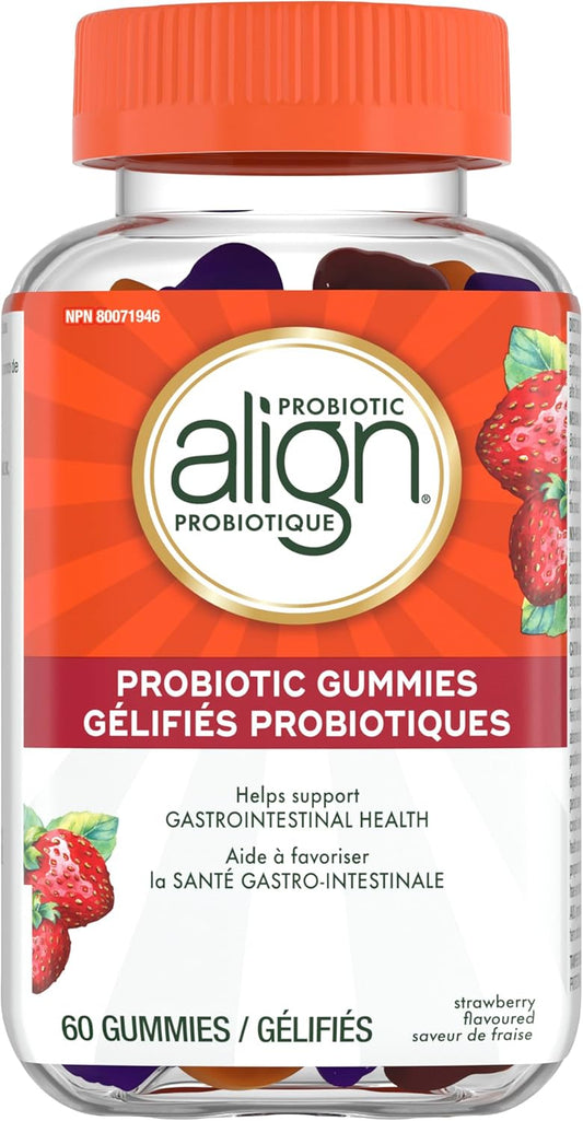 Align Probiotic Gummies for Women & Men, Helps Support Gastrointestinal Health, Made With Naturally Sourced Fruit Flavors, Strawberry Flavour, 60 Gummies