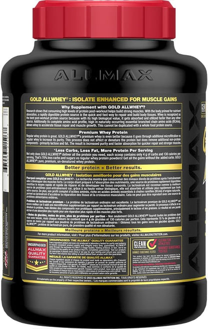 ALLMAX Nutrition - AllWhey Gold - 100% 乳清蛋白 + 优质乳清分离蛋白 - 香草味 - 5 磅