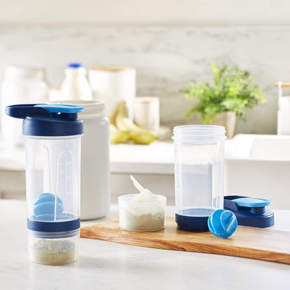 Amazon Basics 蛋白摇摇杯，带搅拌球，奶昔杯，20 盎司，2 件装，蓝色，11.8x9x23 厘米