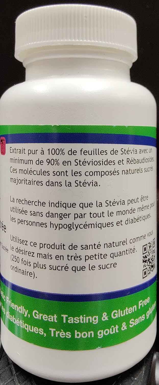 Stevia Concentrated Powder, 25g. Ultra pure (no fillers or flow agents). Ultra concentrated (a couple of grains = 1 teaspoon of sugar sweetness.