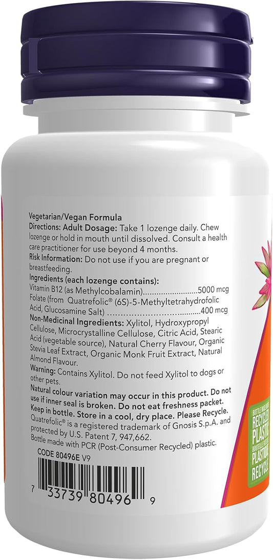 NOW Supplements, 甲基 B-12（甲鈷胺）5,000 微克，神經系統健康，60 粒錠劑