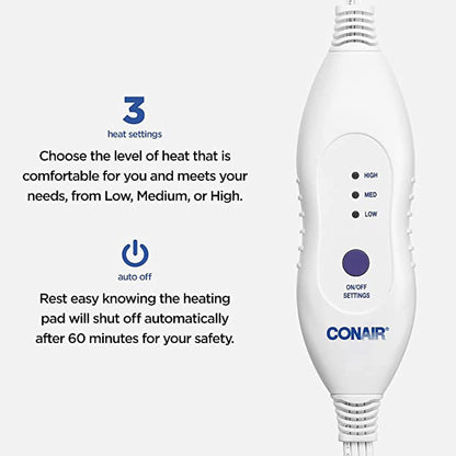 Conair Comfort (HP21C) 20.5 英寸 x 11.5 英寸记忆海绵加热垫，黑色