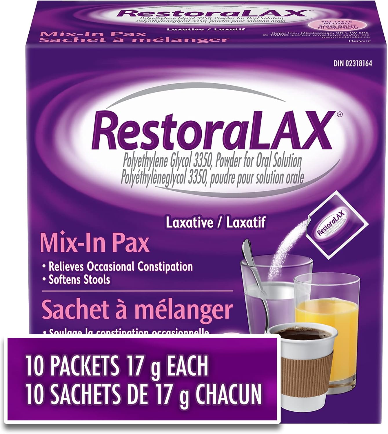 RestoraLAX Powder Laxative, Effective Relief, No Taste, No Grit & Powder Laxative, Effective Relief, No Taste
