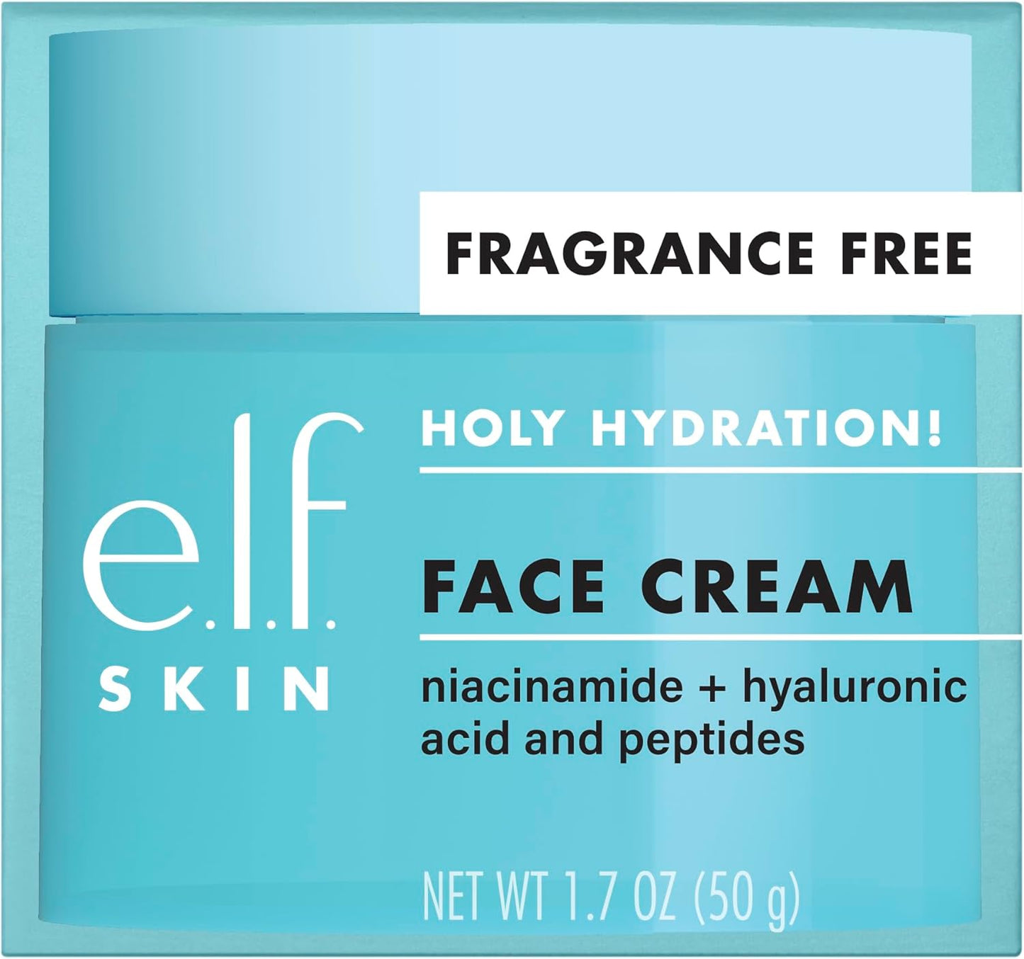 e.l.f. Holy Hydration! Face Cream - Fragrance Free, Moisturizes & Softens Skin, Quick-Absorbing & Ultra-Hydrating, 1.8 Oz (50g)