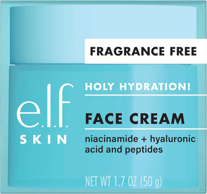 e.l.f. Holy Hydration! Face Cream - Fragrance Free, Moisturizes & Softens Skin, Quick-Absorbing & Ultra-Hydrating, 1.8 Oz (50g)