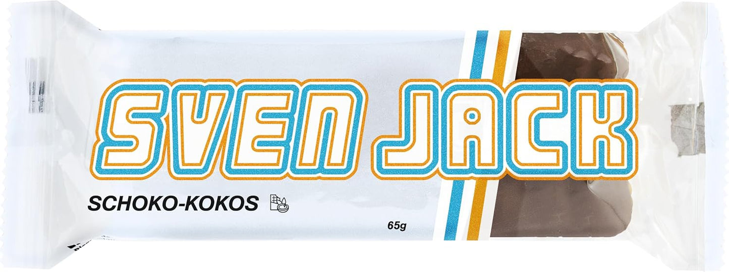 SvenJack Oat Bar Chocolate Coconut - Pack of 20 × 65g - Vegan Oatmeal Energy Bar with Cocoa & Coconut Flakes, High‑Fibre, Low‑Sugar, Tropical Snack for Daily Energy