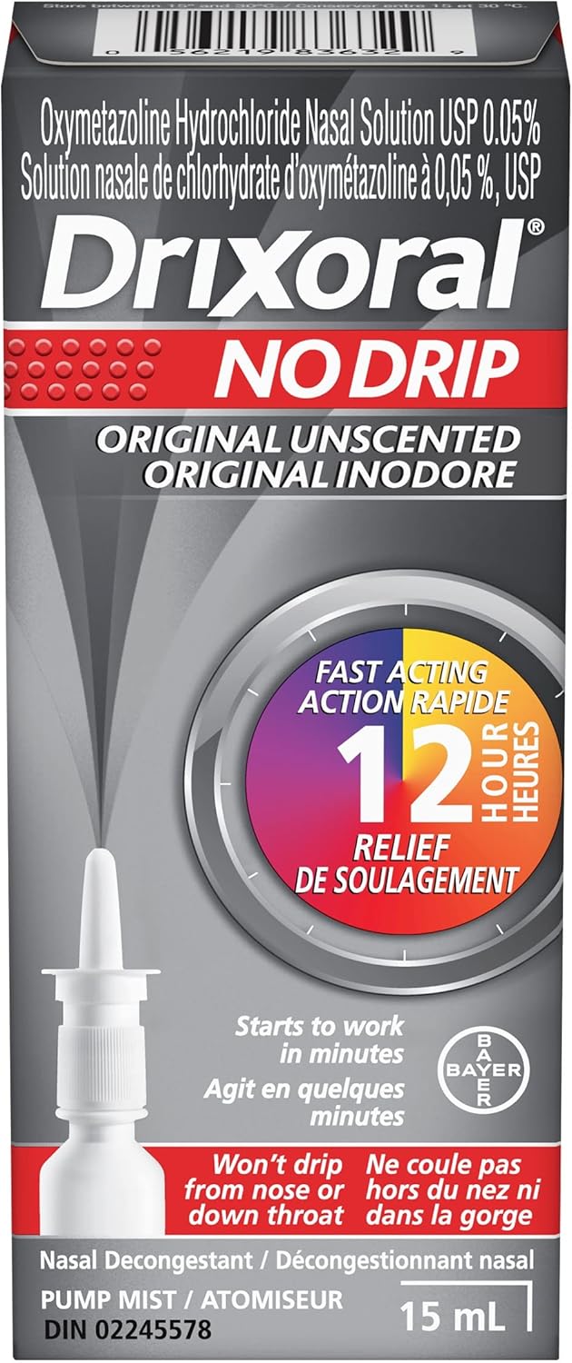 Drixoral 无滴漏原装无香型喷雾，有助于缓解鼻塞，15ml