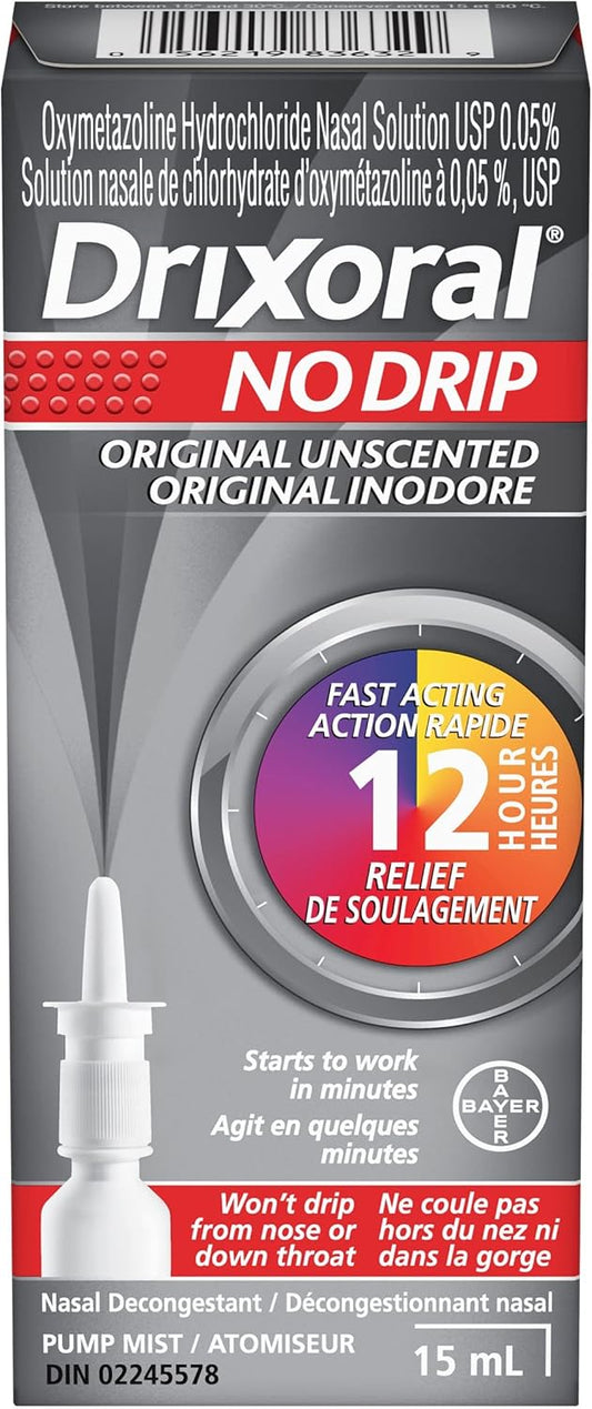 Drixoral 无滴漏原装无香型喷雾，有助于缓解鼻塞，15ml
