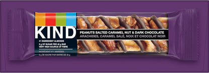 KIND 能量棒，花生咸焦糖坚果和黑巧克力，无麸质，低糖，40 克，12 条