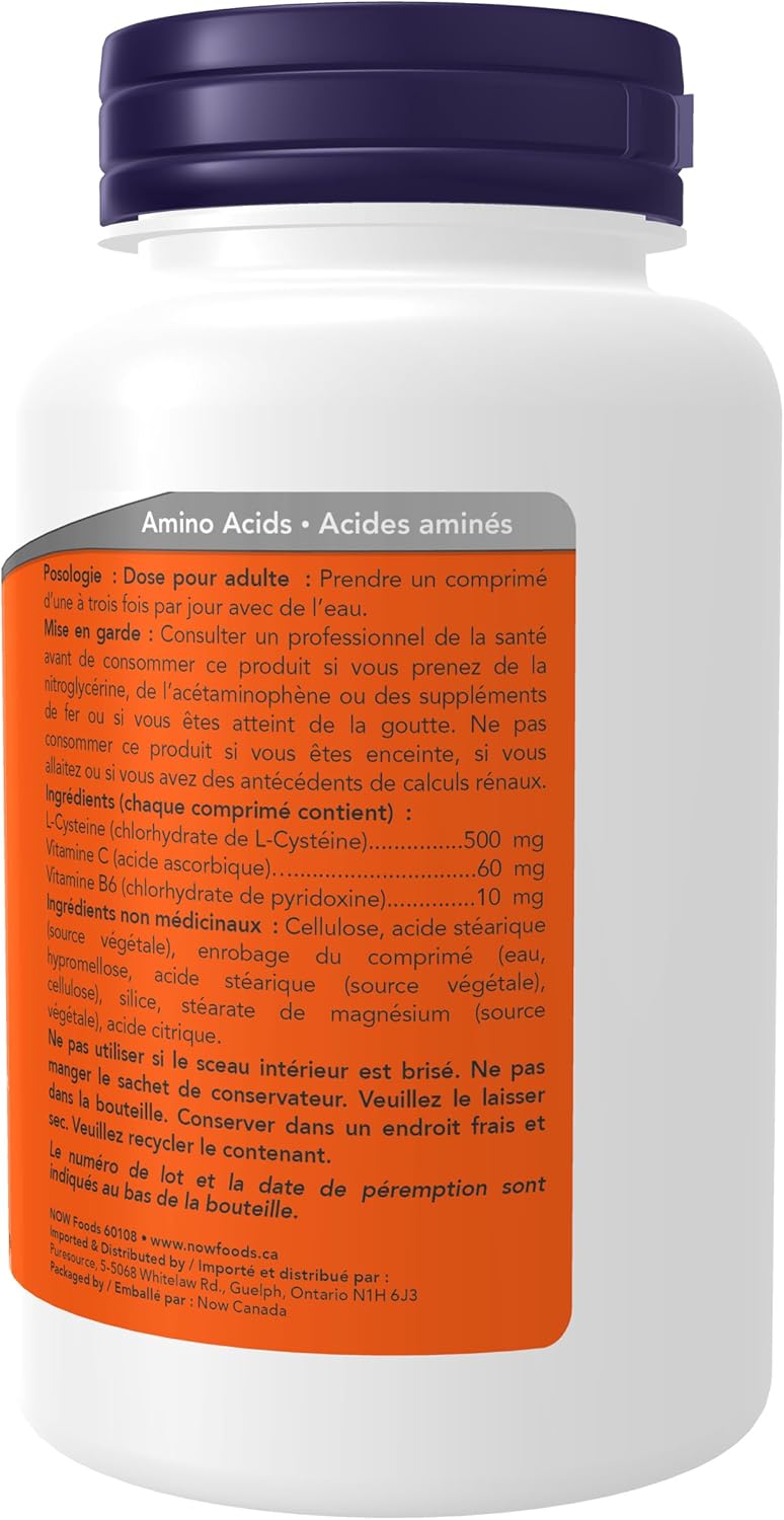 NOW Supplements, L-半胱氨酸 500 毫克，含維生素 B-6 和 C，結構支持，100 片