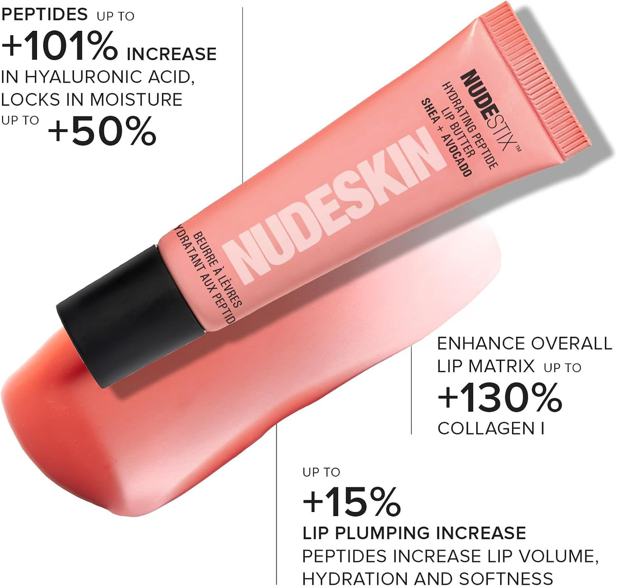 Nudestix 多肽保濕有色潤唇膏套裝 - 3 支裝，含牛油果、乳木果油和多肽