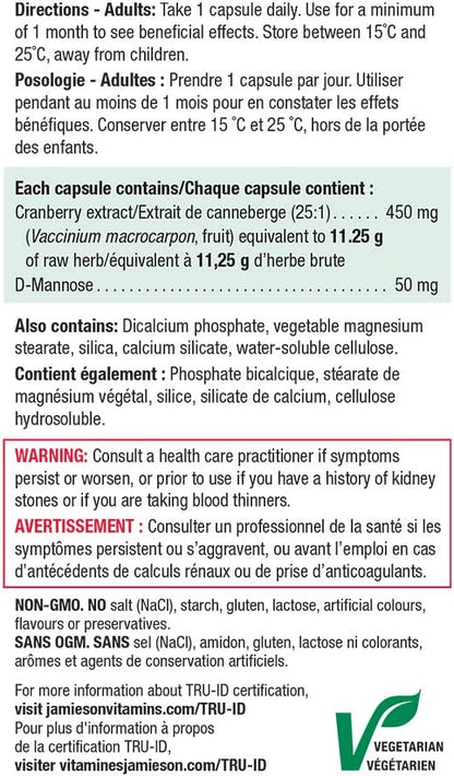 Jamieson Cranberry Complex 500 mg Maximum Concentrate - Value Size, Vegetarian, Non-GMO, Gluten-Free, 100 Count (Pack of 1) & 10 Billion, 60 vegi-caps