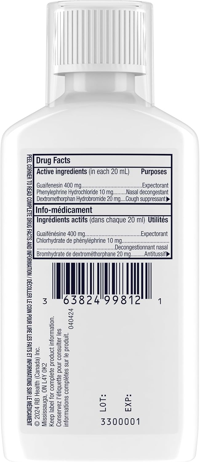 MUCINEX® MULTI-ACTION™ 鼻塞、鼻塞和咳嗽液体，180 毫升