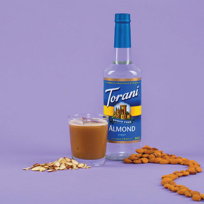 Torani Sugar-Free Almond Flavour Syrup, 750ml bottle, 2 Pack, transparent