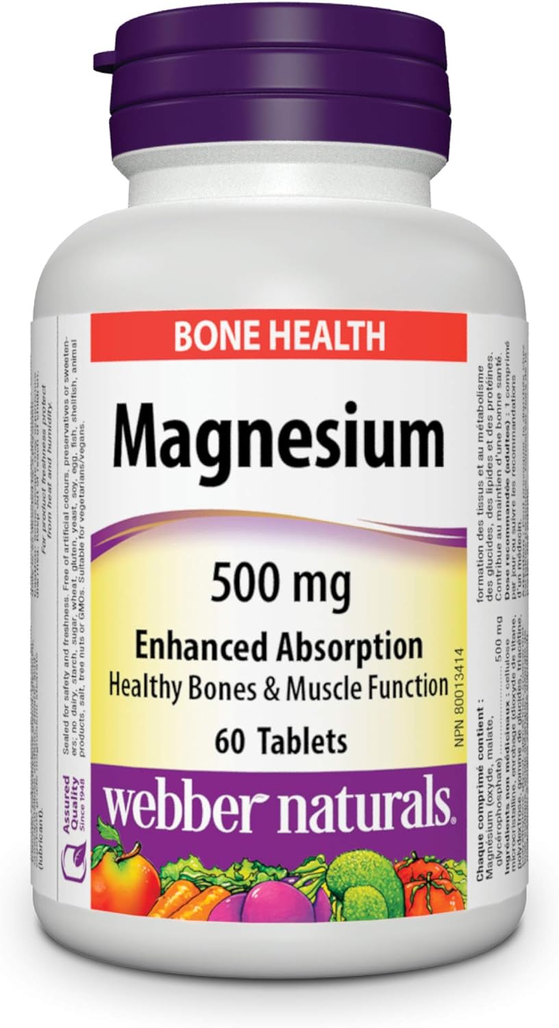 Webber Naturals Probiotic Adult 50+, 15 Billion Active Cells, 10 Probiotic Strains, 30 Capsules, For Digestive Health and Constipation Relief, Vegan & Magnesium 500 mg, 60 Tablets,