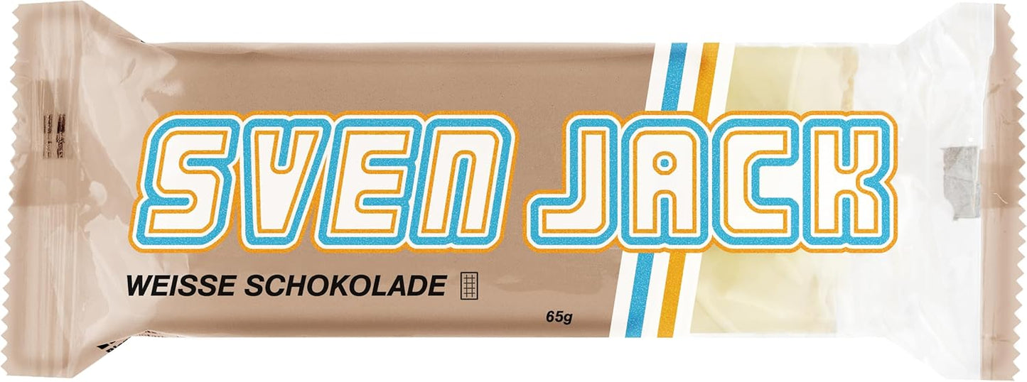 SvenJack 純素燕麥棒白巧克力 - 20 x 65克 - 高纖維、低糖、無麩質燕麥能量零食，含白巧克力塗層和可可片